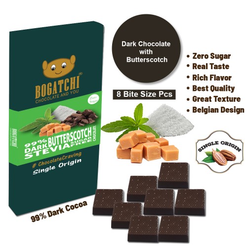 BOGATCHI Immunity Booster  Stevia Sugarfree Chocolate Bites, ButterScotch, 8 Pcs